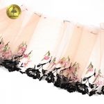 Кружево на сетке (вышитое) 210мм цв.мульти, левая, 6,85м, Kruzhevo