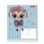 Тетрадь ученическая школьная, выборочные блестки, A5+ 12 л. на скобе, белизна 100%, 25 шт, линия, 000361 Совушки, Светоч 12ТСКд5_5_3_2