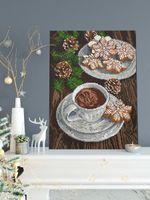 Алмазная (кристальная) мозаика Фрея, на подрамнике Какао с пряниками, 30х40 см