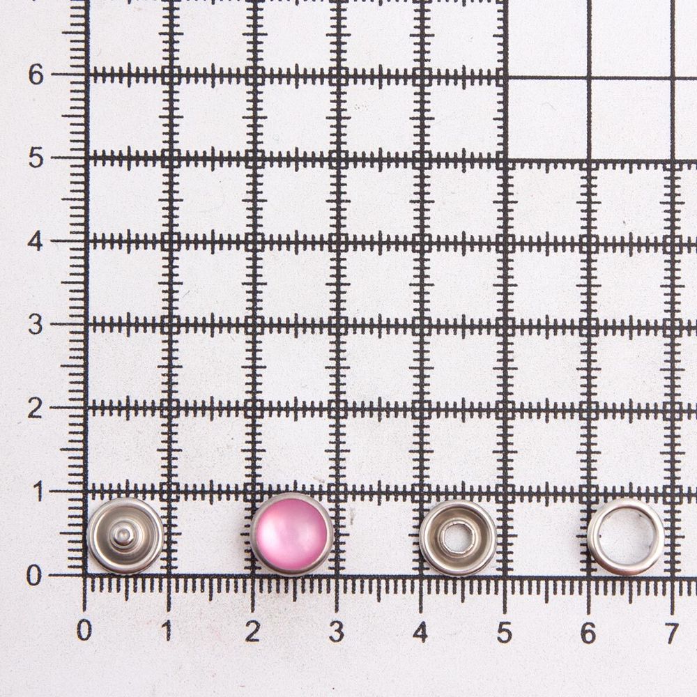 Кнопка рубашечная (джерси) жемчужинка ⌀9.5 мм, ≈72 шт, МЕТАЛЛ, акрил, 133 розовый/никель, NEW STAR