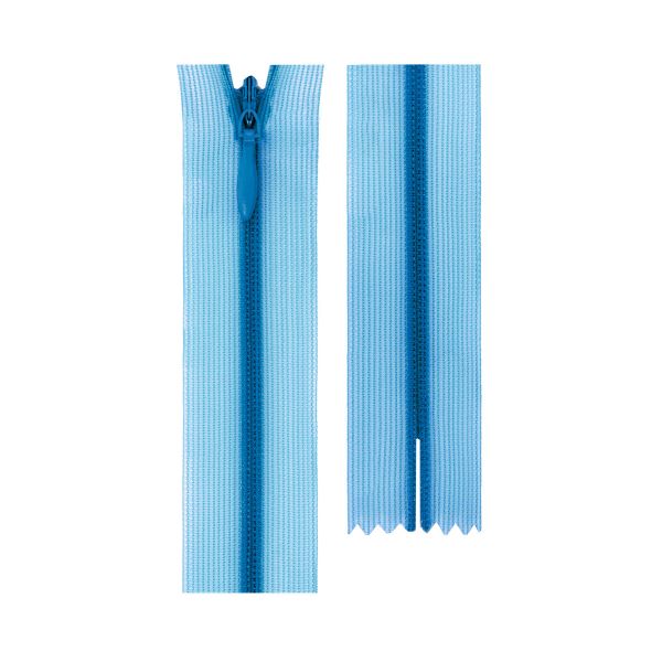 Молния потайная (скрытая) Т3 (3 мм) 1 зам., н/раз., 60 см, сетч. тесьма, пластик, 207 васильковый, G010S Gamma, 10 шт