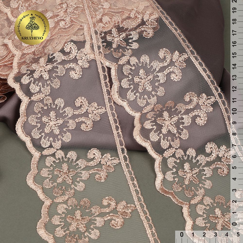 Кружево на сетке арт.TR.2108 85мм цв.розовый уп.13,5м, Kruzhevo