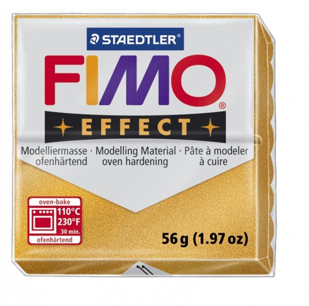 Полимерная глина Fimo Effect, запекаемая в печке, уп. 56 гр, цв. золотой металлик, 8020-11