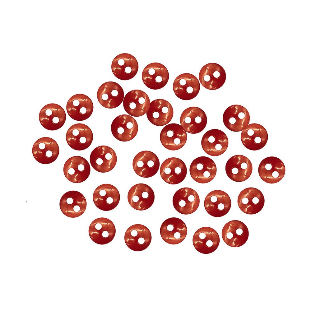 Украшения декоративные пуговицы Мини 2 прокола, 6мм, 50 шт ± 2 шт пластик, цв.красный
