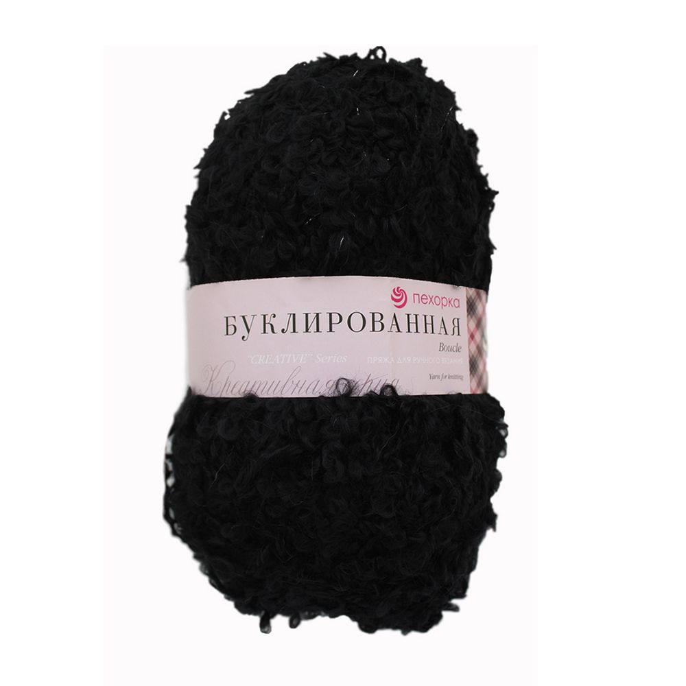 Пряжа Пехорка Буклированная / уп.5 мот. по 200 г, 220 м, 02 черный