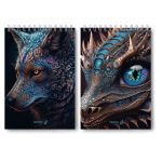 Блокнот на гребне, выборочный лак, A5 80 л., 4 шт, клетка, Взгляд 01240, Светоч Б127