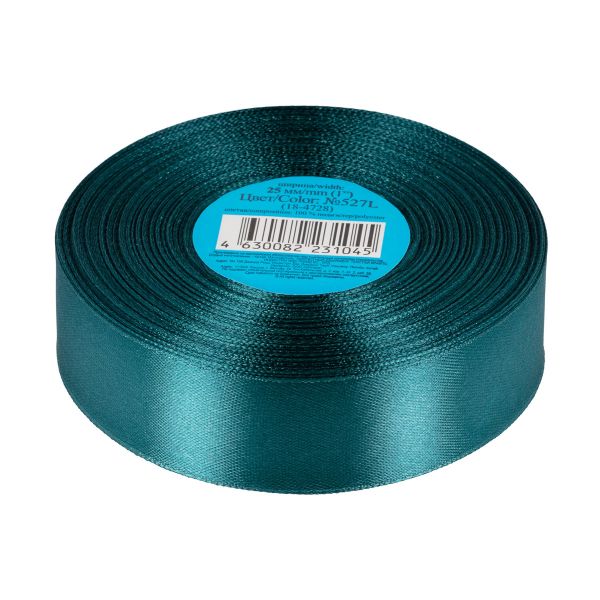 Лента атласная 1-сторонняя 25.0 мм / 33±2 метра, №527L(18-4728) т.зеленый, Gamma