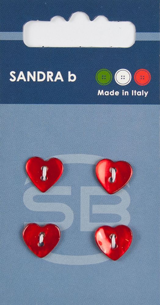 Пуговицы Sandra, 11 мм, 4 шт, перламутр, красный