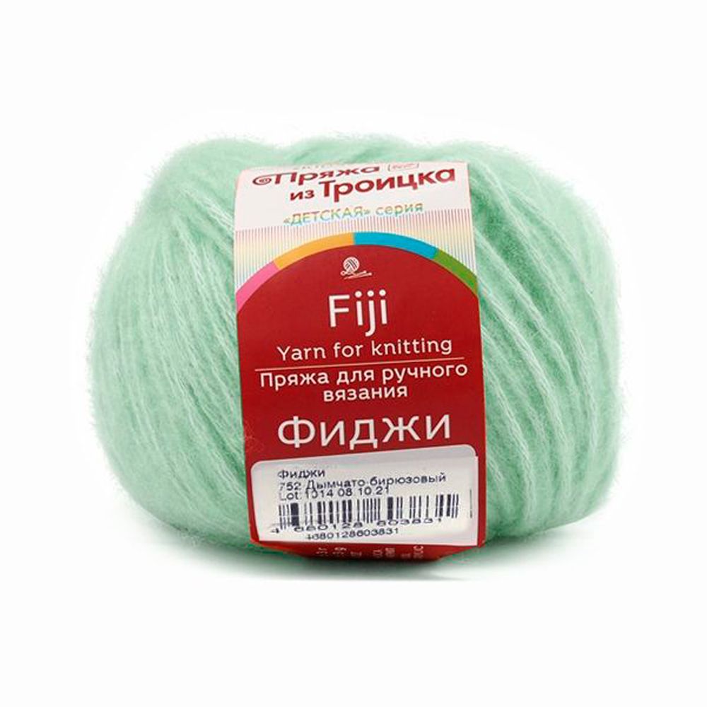 Пряжа Троицкая Фиджи / уп.5 мот. по 50 г, 95 м, 752 дымчато-бирюзовый Пряжа Троицкая Фиджи / уп.5 мот. по 50 г, 95 м, 752 дымчато-бирюзовый