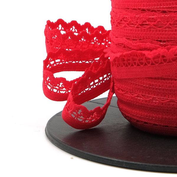 Резинка бельевая (ажурная) 13.5 мм / 50 метров, красный, 0313/81