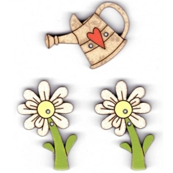 Украшения декоративные пуговицы (лейка и ромашки), Aurora, 1 шт, AU-B4684