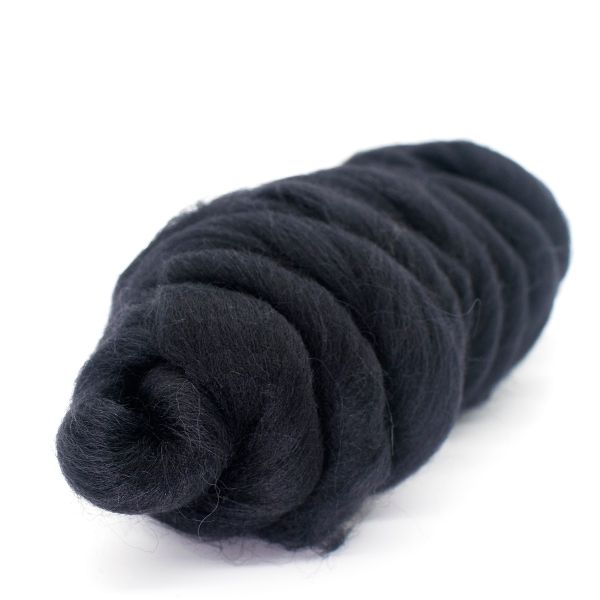 Шерсть для валяния Камтекс Лента для валяния п/тонкая 1х50 г, (25-28 мкр), 2.1 м, 003 черный