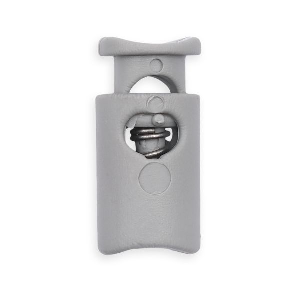 Фиксатор (зажим) для шнура пластик 1 отв., ⌀4.5 мм, 19х9 мм, цилиндр, ПП, св.серый, 100 шт