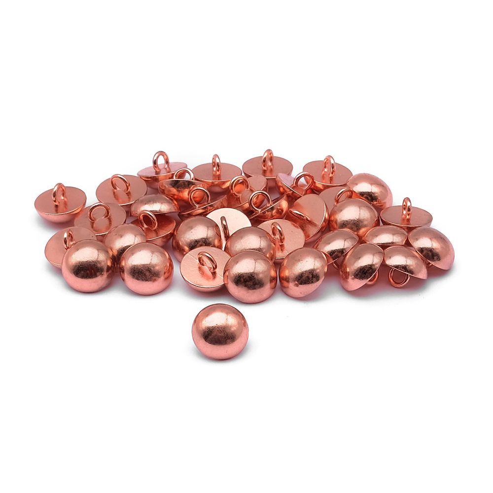 Пуговицы на ножке Полусфера 18L (11мм), металл (Copper (медь)), MEs-2014, 36 шт