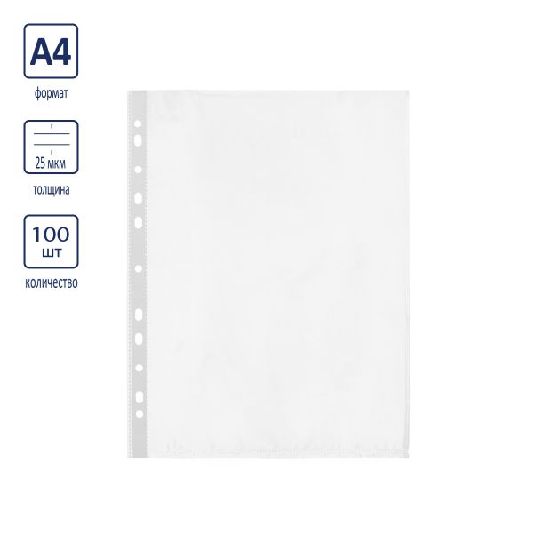 Файл-вкладыш А4 25 мкр. глянц., 100 шт, Classic Lite, прозрачный, Expert Complete