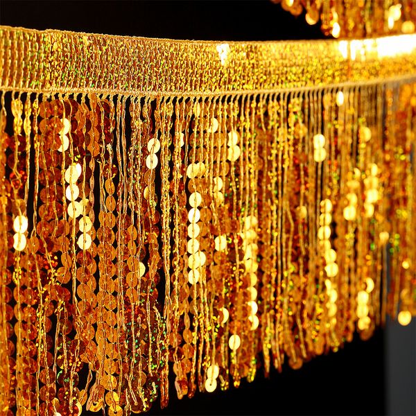 Бахрома отделочная 15.0 мм / 4.5 метра, с пайетками, TBY.11503, цв.золото