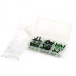 Набор глаз в органайзере винтовые пластик с лучиками зеленые d11-22мм 46 шт с фикс №5