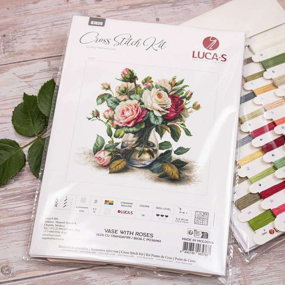 Набор для вышивания нитками Luca-S, Розы, 31х30см