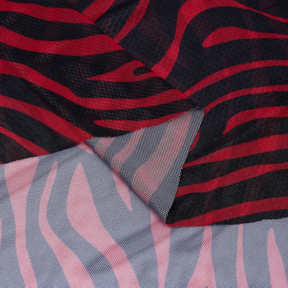 Сетка бельевая эластичная 100 г/м², шир.160 см / 3 метра, принт Зебра, цв.красный+черный /SZ025816.04/