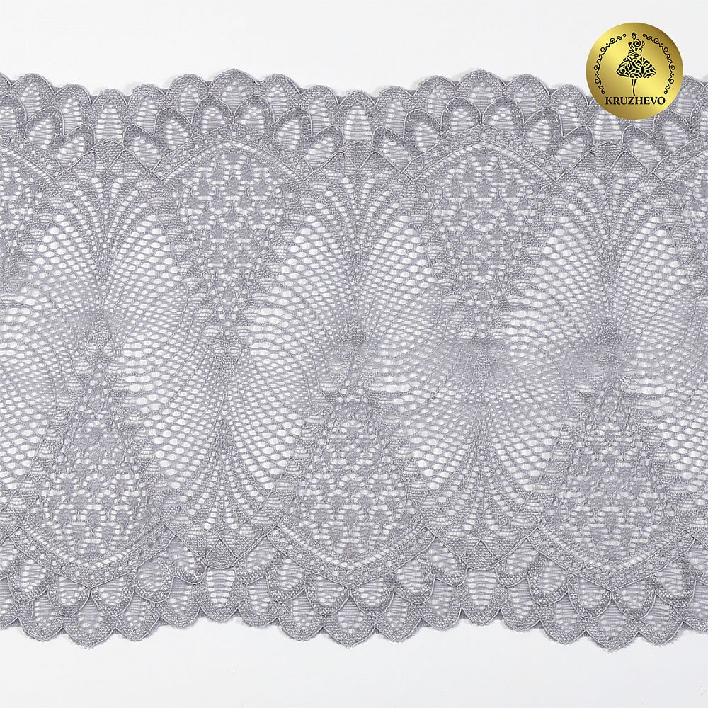 Кружево бельевое эластичное 190 мм / 3 метра, TBY.30200, цв.17 серый, Kruzhevo