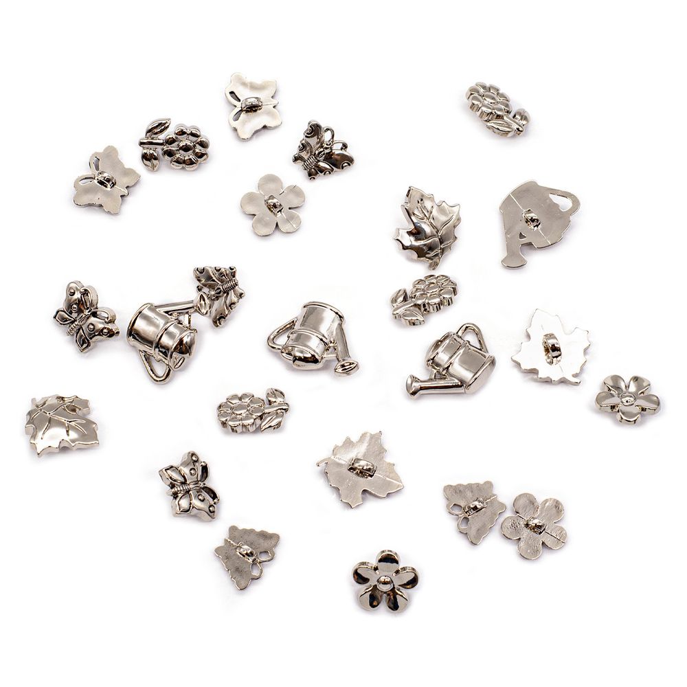 Украшения декоративные пуговицы Сад, AS/серебро, 24 шт
