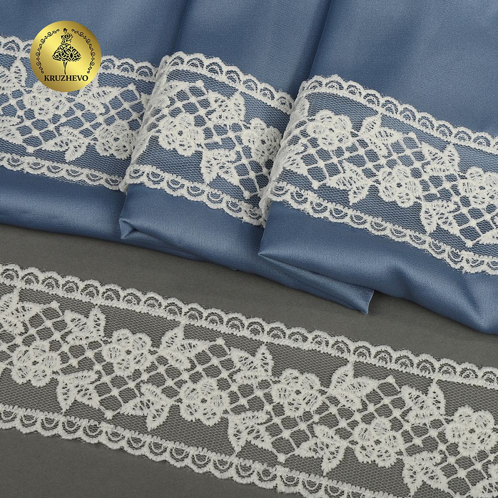 Кружево на сетке арт.40482 55мм цв.W0115 молочный уп.12.9м, Kruzhevo