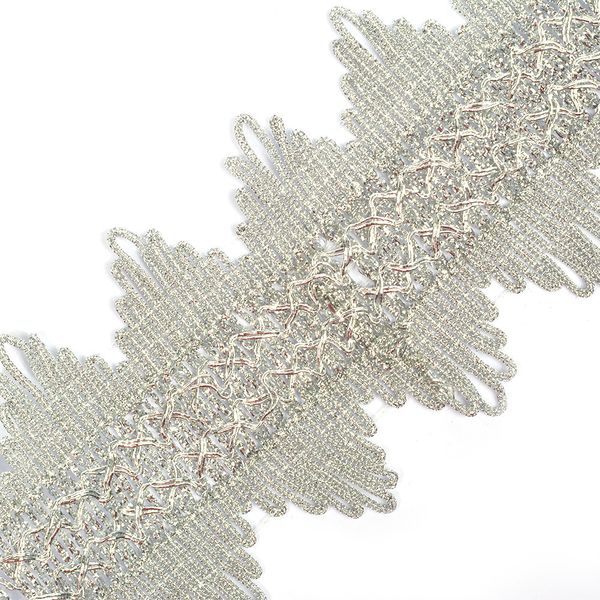 Тесьма отделочная 75 мм серебро, уп.18.28м