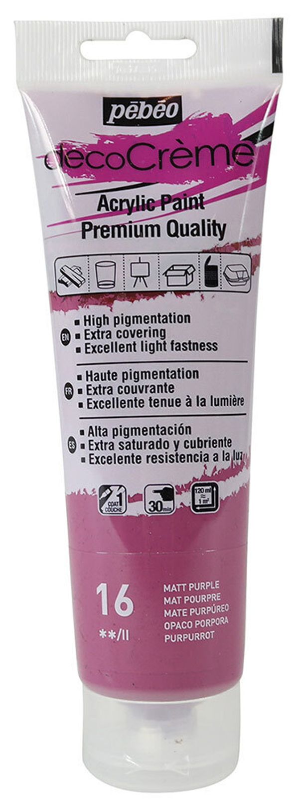 Краска акриловая кремовая матовая decoCreme 120 мл, 089016 пурпурный, Pebeo