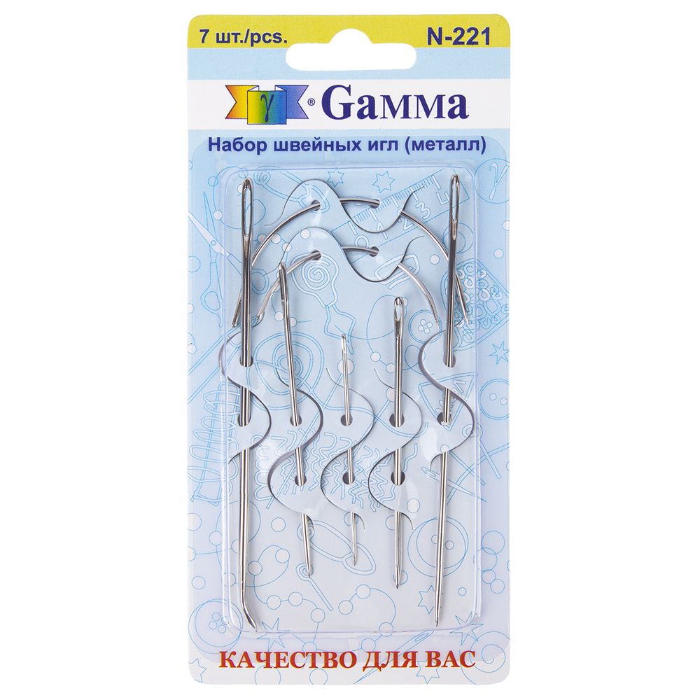Иглы ручные для шитья, 7 шт, с матрасными иглами, Gamma N-221