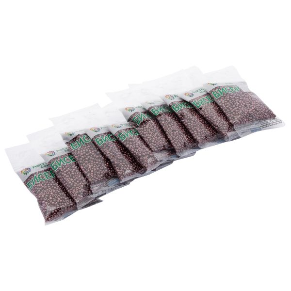 Бисер Astra&Craft 11/0 (2.1 мм), 200 г (10х20 г), цв. М904 коричневый/непрозрачный, матовый