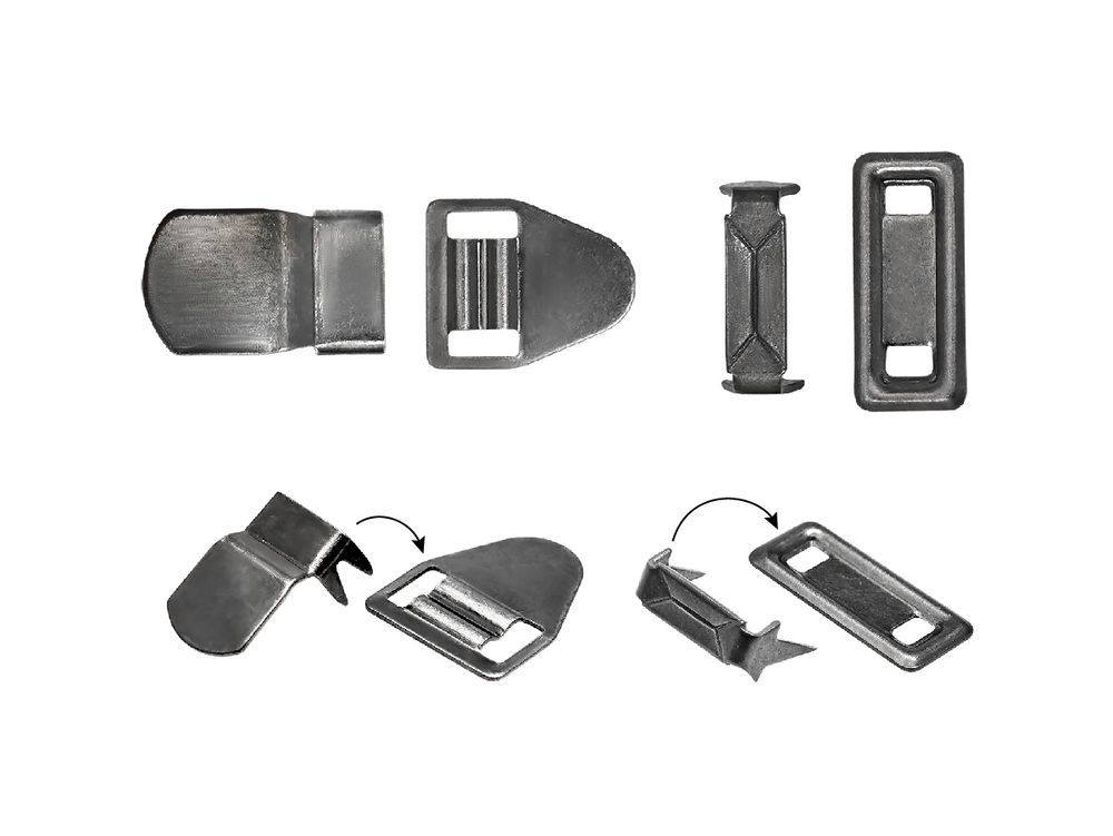 Крючки брючные (юбочные) BRF10-202 нержавеющая сталь 10 мм, установочные, черный никель, 4 шипа, 1000 комплектов, Брючникофф