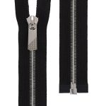 Молния металл Т8 (8 мм) 1 зам., разъем., 70 см, декор, серебро, черный, KAP-8 Gamma, 5 шт