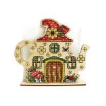 Набор для вышивания на деревянной основе Салфетница Сказочный дом 13х15см, О-045