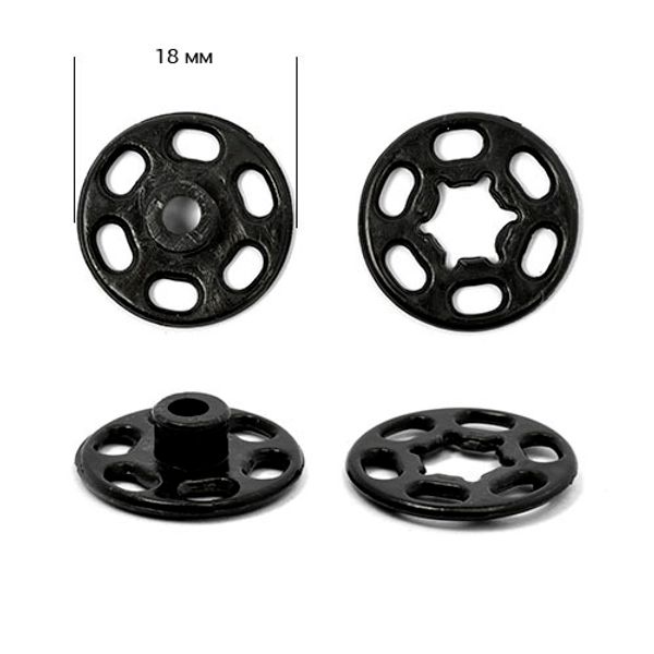 Кнопка пришивная пластиковая 18 мм, цв. черный уп. 200 шт, PSB