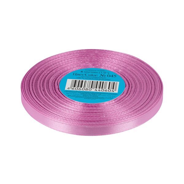 Лента атласная 1-сторонняя 6.0 мм / 33±2 метра, 045 св-лиловый, Gamma