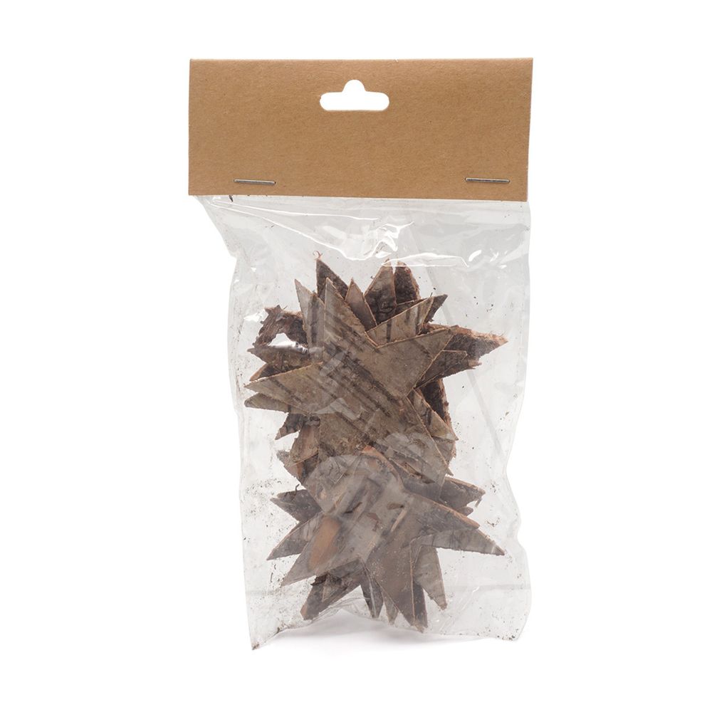 Декоративные элементы из коры дерева "Звезда", 7см, 12 шт, нат/дерево