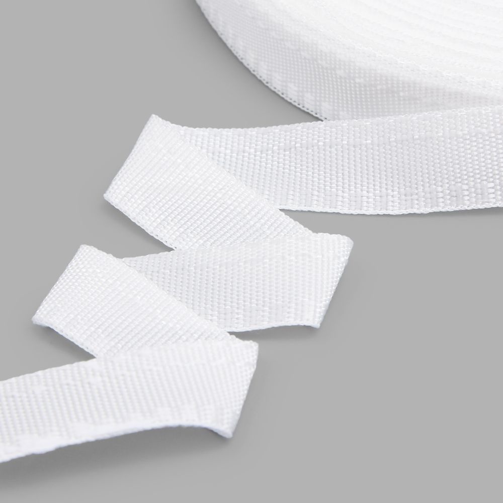 Тесьма брючная односторонняя 16 мм, 50 м, 2.9 г/м, белый