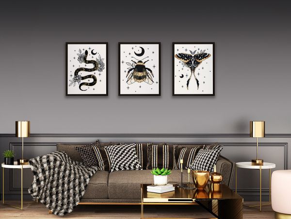 Набор для вышивания нитками Panna J-7477, Черное золото. Змея, 23х30 см