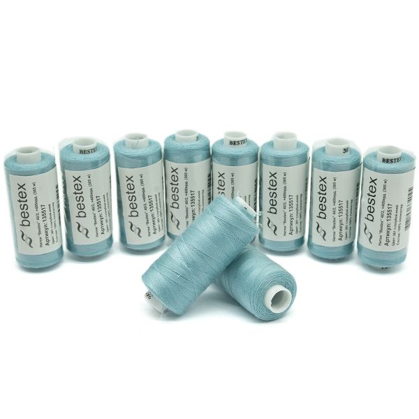 Нитки швейные бытовые Bestex 40/2, 365 м (400 ярд) / 10 кат., 361 небесно-бирюзовый