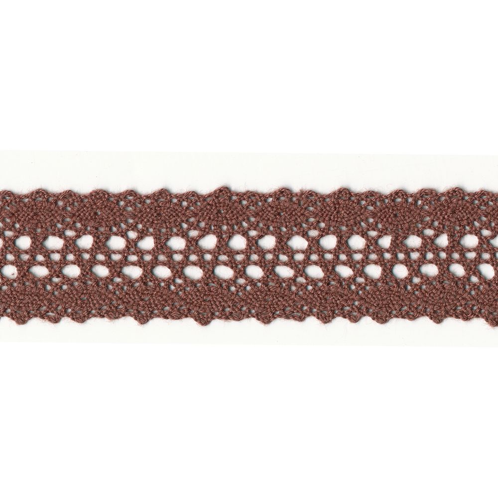 Кружево вязаное (тесьма) 27 мм, 5х3 м, 100 т.коричневый, HVK-10 Gamma