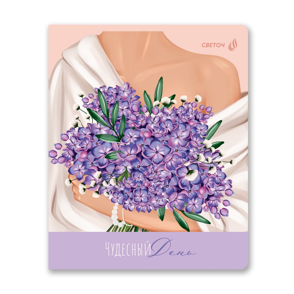 Тетрадь ученическая общая, выборочные блёстки, A5+ 48 л. на скобе 65 г/м², белизна 100 %, 10 шт, клетка, 01132 Чудесный день, Светоч Т85