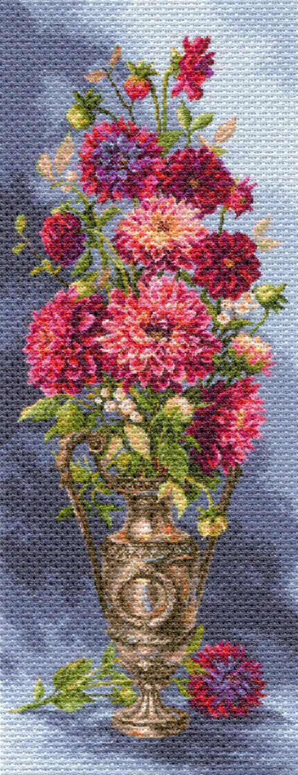 Рисунок для вышивания Матренин Посад (канва), 40х90 -1705 Мечтательные георгины