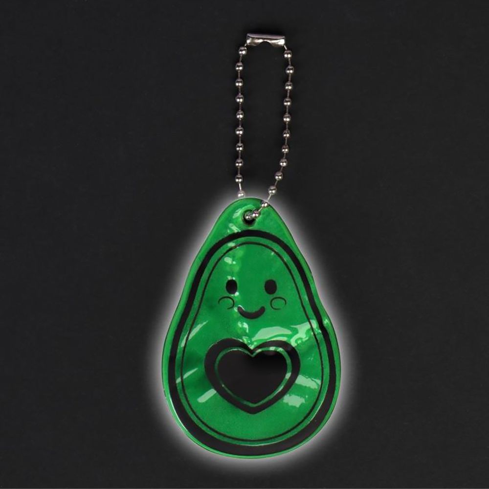 Светоотражающий элемент двусторон. авокадо 4.1х6 см цепочка, зелёный