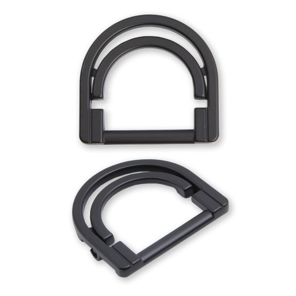 Полукольцо двойное металл внутр. 20 мм (внешн. 32х30 мм), 1 шт, металл, матовый черный, MB-158