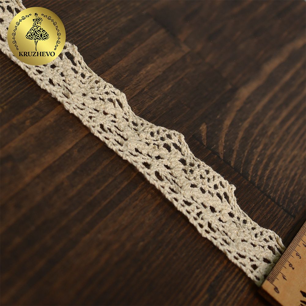 Кружево вязаное (тесьма) 32 мм, цв.01 натуральный, уп. 25 м, Kruzhevo