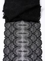 Кружево бельевое эластичное 195 мм / 2.7 м, 8034, цв.02 черный, Kruzhevo