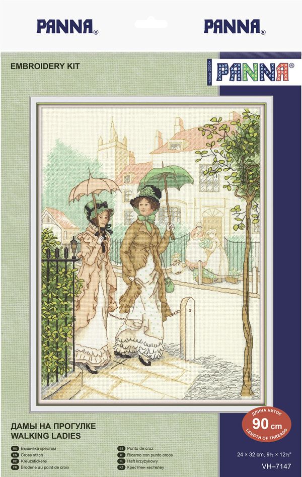 Набор для вышивания нитками Panna, Дамы на прогулке, 24х32 см