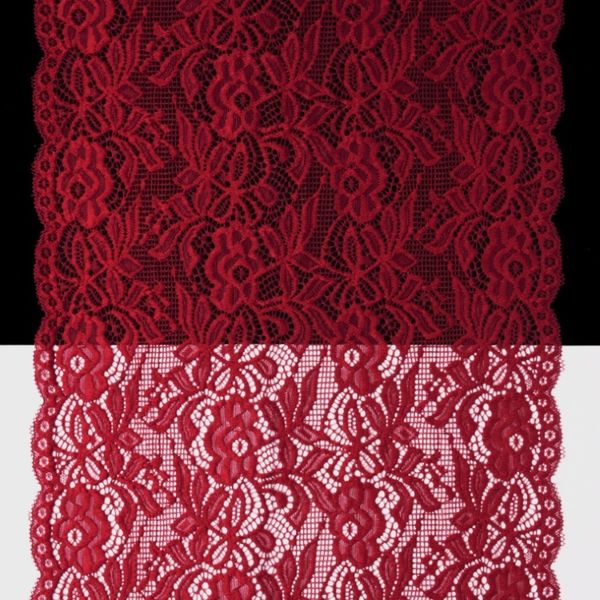 Кружево бельевое эластичное 300 мм / 13.72 м, цв. C520 т.красный