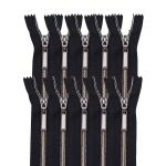 Молния спираль (витая) Т7 (7 мм) 1 зам., н/раз., 18 см, черн.ник. / черн, 10 шт