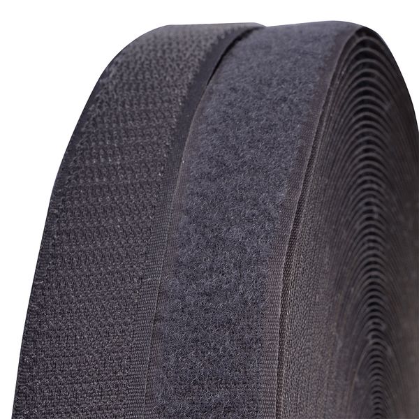 Лента контактная липучка (велкро) пришивная 25 мм / 25 метров, F311 т.серый, ПАРА (крючок+петля), качество 